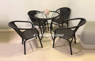 cadeira de vime sintetico com mesa varanda em fibra sintetica
