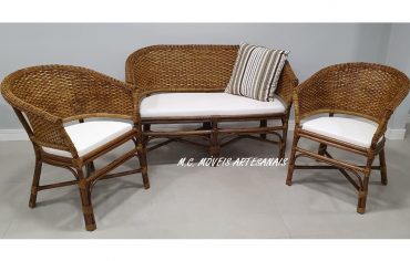 Conjunto de Mesa e Cadeira para Varanda e Área Externa em Corda Náutica,  Fibra Sintética, Natural , Vime, Junco, Rattan e Apuí